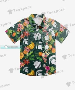 Perfect for Fans! Michigan State Spartans Tropical Fruit Pattern Hawaiian Shirt