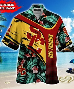 Personalize your Summer Look with NCAA USC Trojans Custom Name Green Hawaiian Shirt