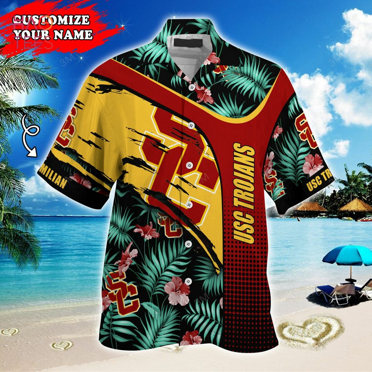 Personalize your Summer Look with NCAA USC Trojans Custom Name Green Hawaiian Shirt