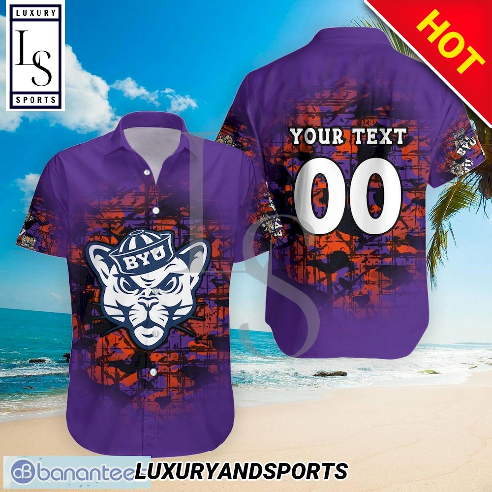 Personalized Camouflage BYU Cougars Hawaiian Shirt for Fans