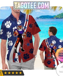 Personalized Clemson Tigers American Flag Aloha Hawaiian Shirt and Beach Shorts - Trending Gift 