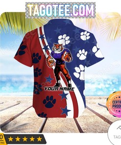 Personalized Clemson Tigers American Flag Aloha Hawaiian Shirt and Beach Shorts - Trending Gift