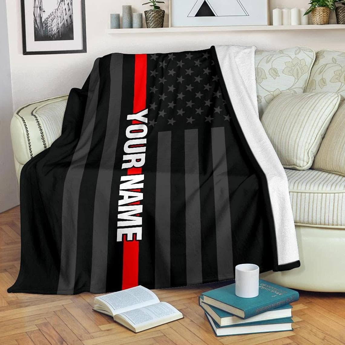 Personalized Custom Firefighter Blanket Fleece Throw Blanket
