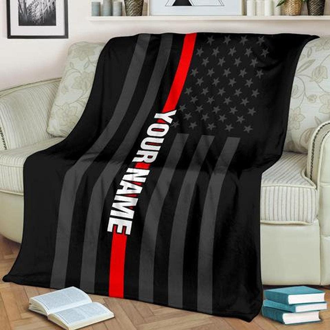 Personalized Custom Firefighter Blanket Fleece Throw Blanket