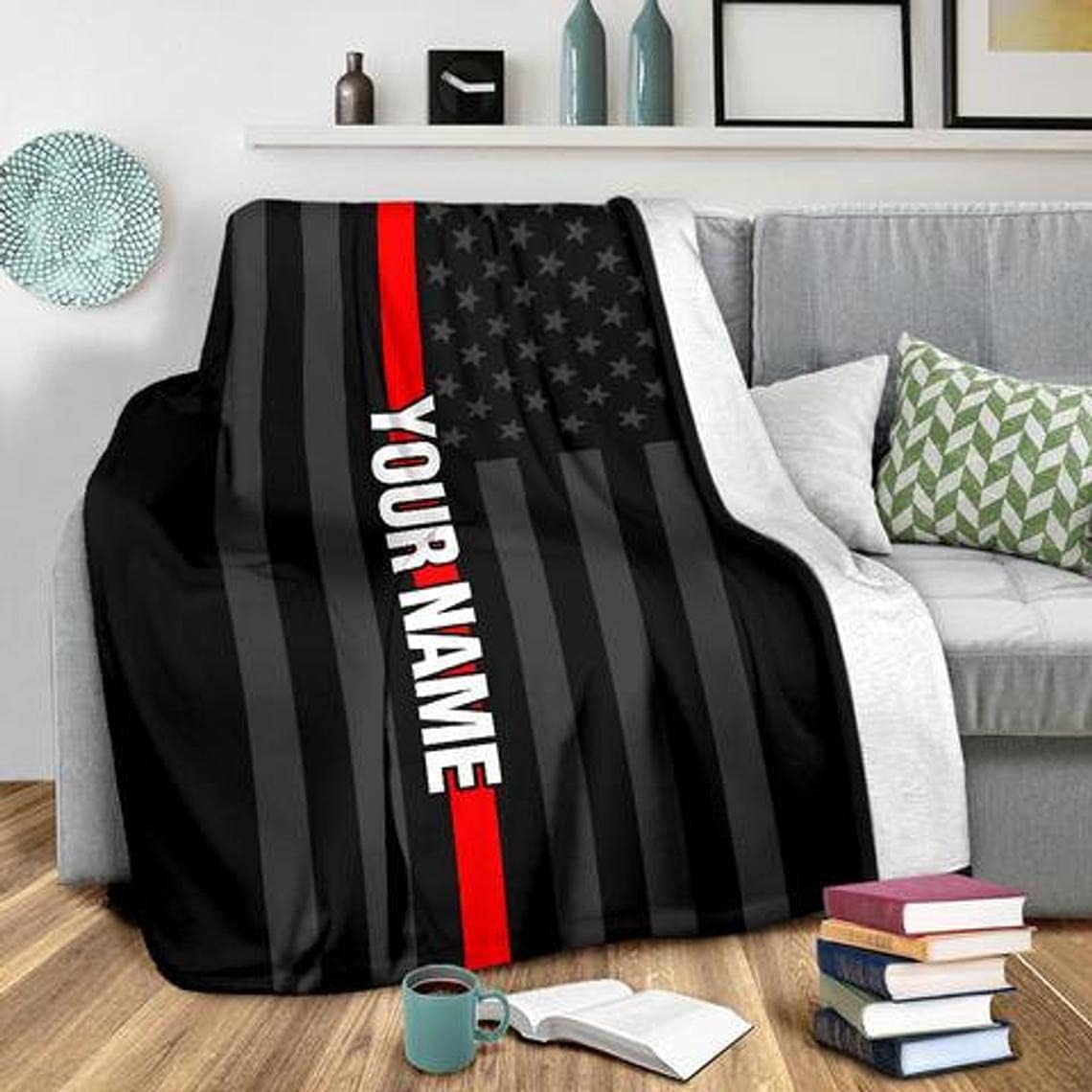 Personalized Custom Firefighter Blanket Fleece Throw Blanket