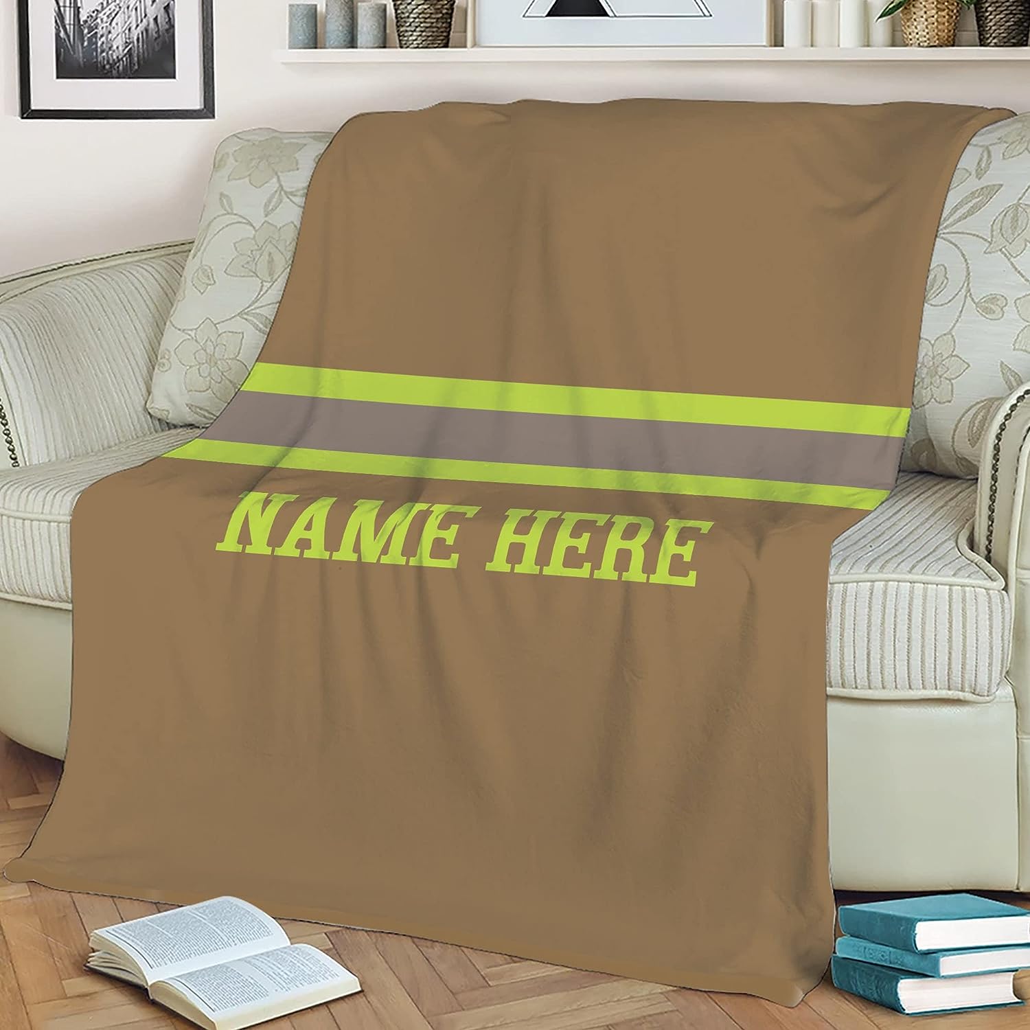 Personalized Firefighter Blanket, Custom Fireman Sherpa Fleece Throw Blankets