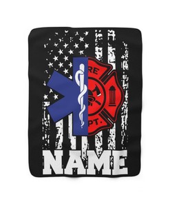 Personalized Firefighter EMT Blanket, Customized Firefighter EMS Gift