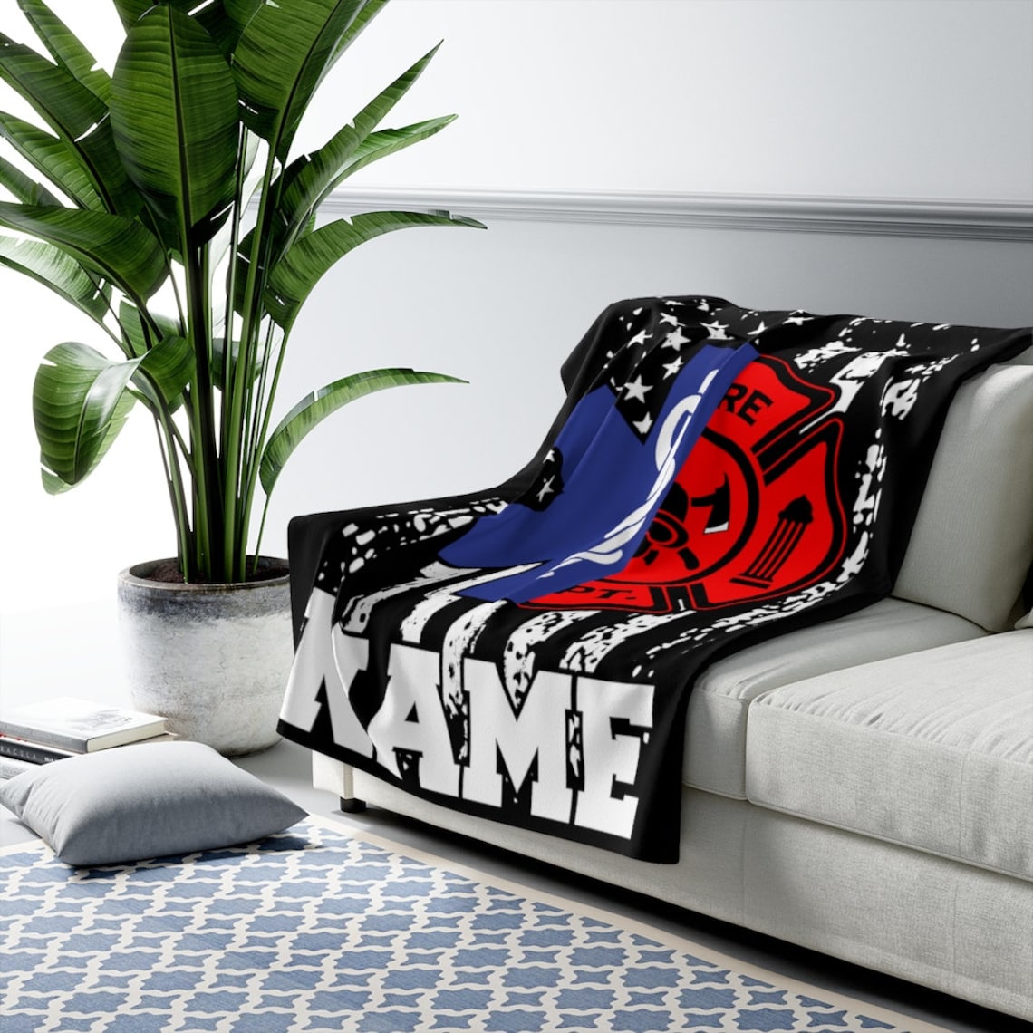 Personalized Firefighter EMT Blanket, Customized Firefighter EMS Gift