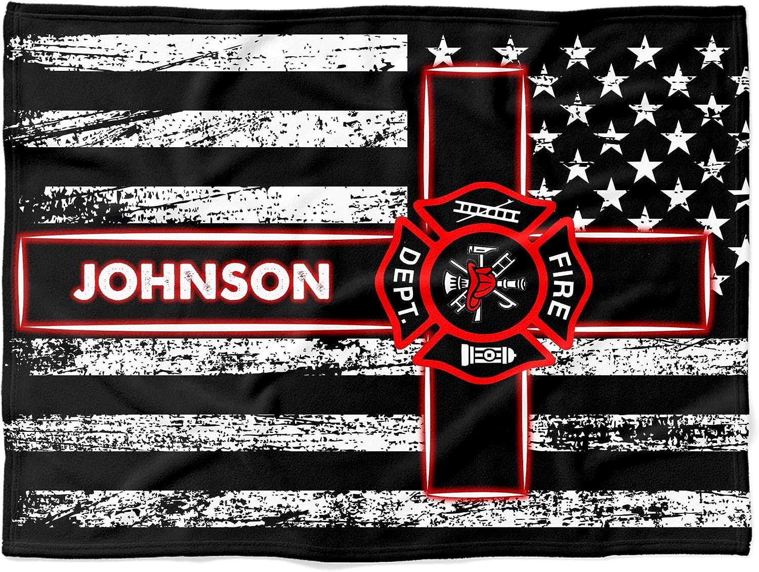 Personalized Firefighter Fleece Blanket - Redline Firefighter Department Gifts