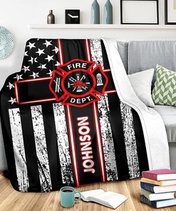 Personalized Firefighter Fleece Blanket - Redline Firefighter Department Gifts