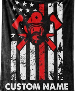 Personalized Firefighter Fleece Blanket - Redline Firefighter Department best gifts