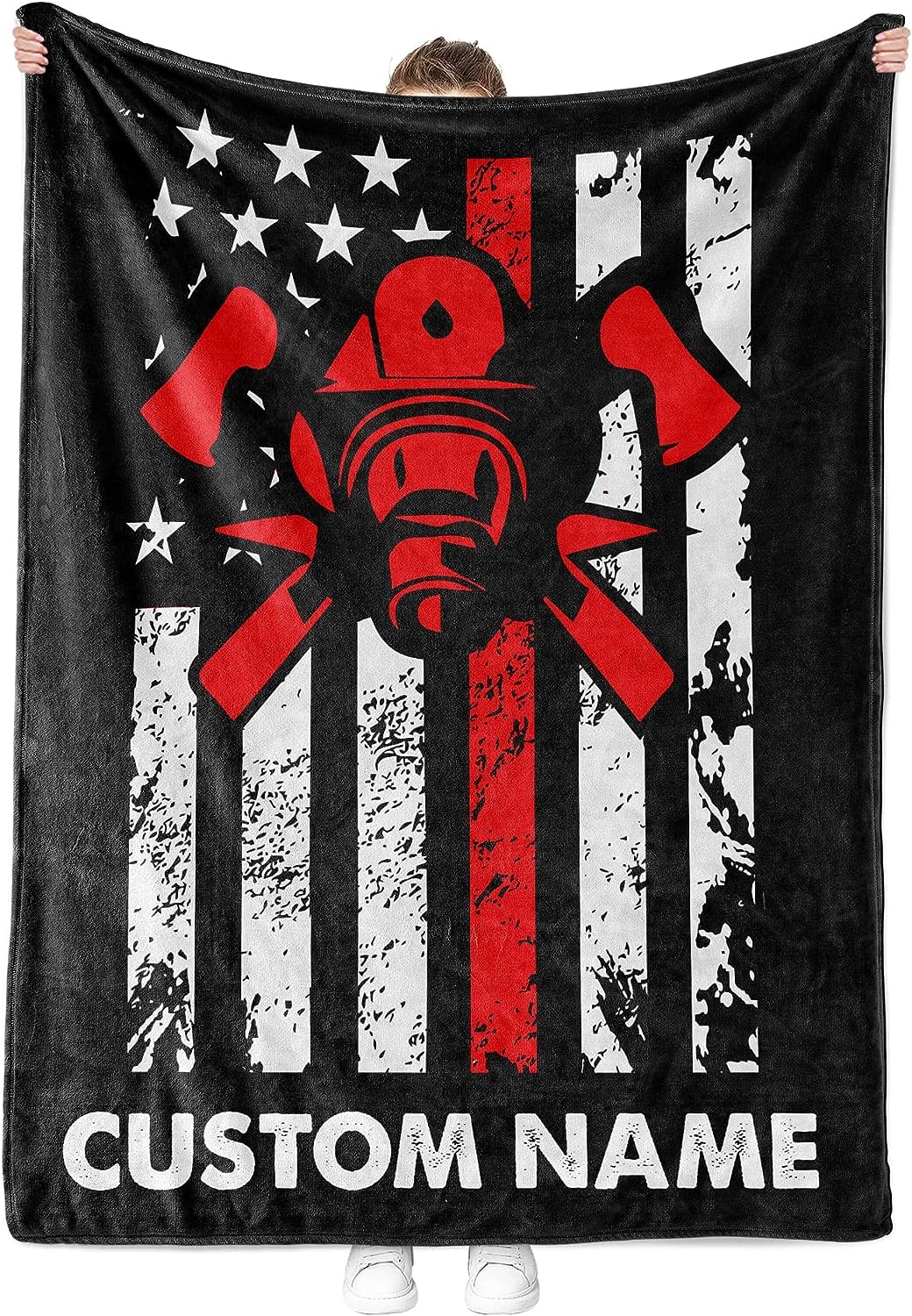 Personalized Firefighter Fleece Blanket - Redline Firefighter Department best gifts