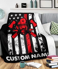 Personalized Firefighter Fleece Blanket - Redline Firefighter Department best gifts