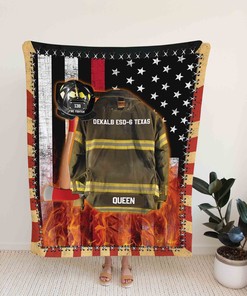 Personalized Firefighter USA Blanket - American Flag Gift for Fireman