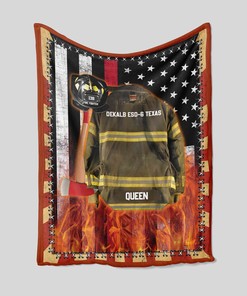 Personalized Firefighter USA Blanket - American Flag Gift for Fireman