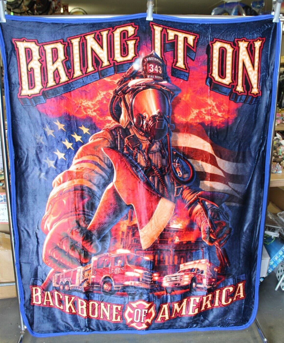 Personalized Firefighter USA Flag Throw Blanket - Gifts Fatherday