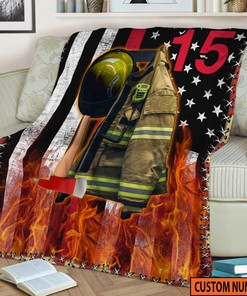 Personalized Fireman's Armor Blanket - Custom Name and Number - Perfect Father's Day Gift for Firefighters