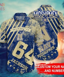Personalized Navy Midshipmen Hawaiian Shirt - Trending this Summer