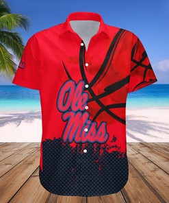 Personalized Ole Miss Rebels Red Blue Grunge Hawaiian Shirt for Fans