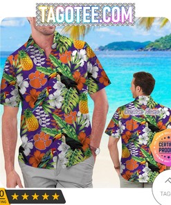 Personalized Parrot Floral Clemson Tigers Hawaiian Shirt and Shorts