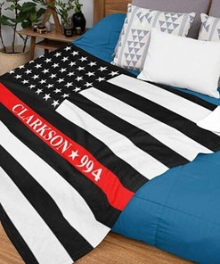 Personalized Redline Firefighter Throw Blanket for Men
