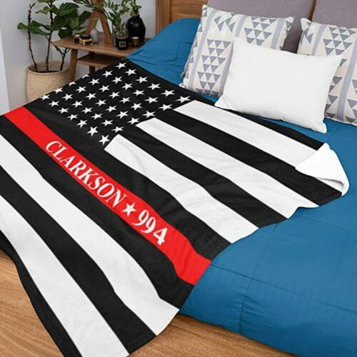 Personalized Redline Firefighter Throw Blanket for Men