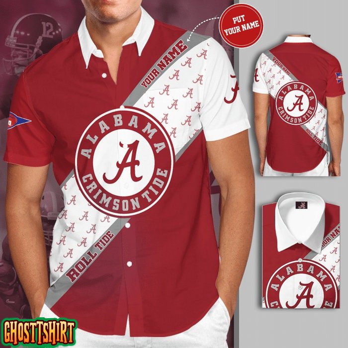 Personalized Short Sleeve Alabama Crimson Tide Hawaiian Shirt for Fans