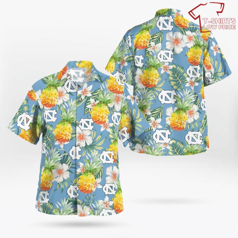 Pineapple All Over Print 3D Flowery Aloha Summer Beach Hawaiian Shirt - North Carolina Tar Heels Collection