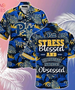 Pittsburgh Panthers Hawaiian Shirt And Shorts For Summer, Stress Blessed Obsessed Fans 