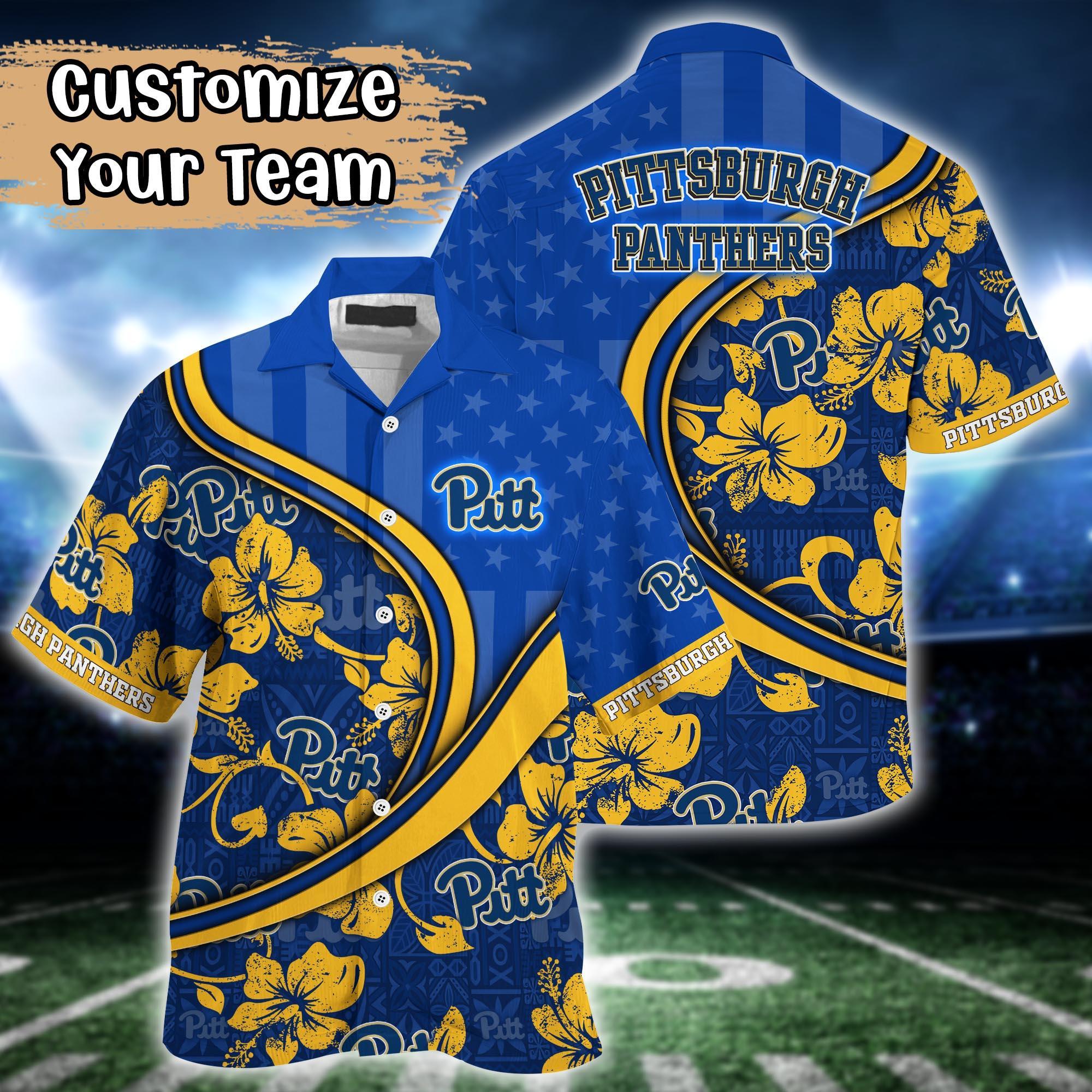 Pittsburgh Panthers NCAA US Flag Flower Hawaii Shirt For Fans