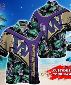 Prepare for Summer with Customized Washington Huskies Hawaiian Shirt with Tropical Pattern for Fans