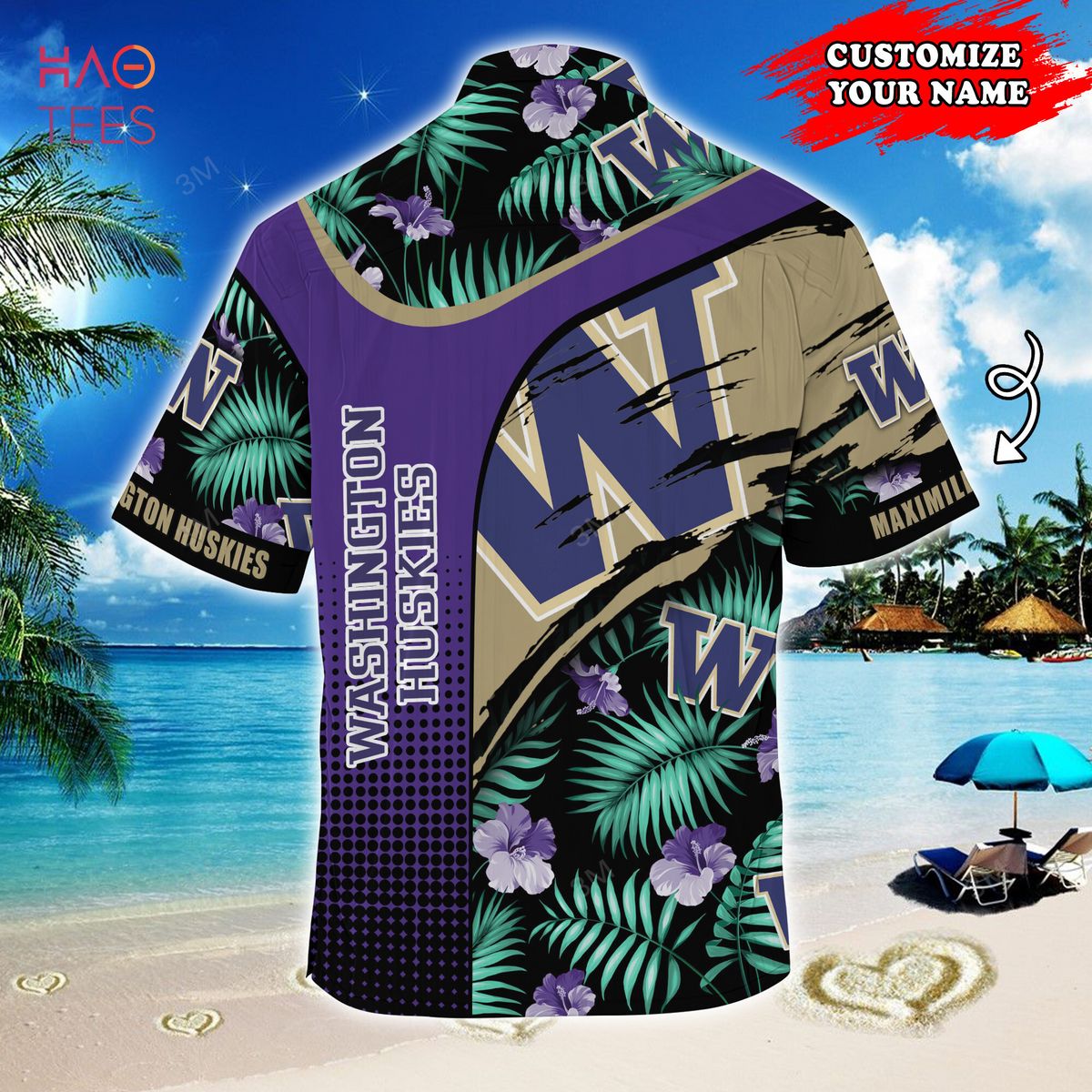 Prepare for Summer with Customized Washington Huskies Hawaiian Shirt with Tropical Pattern for Fans