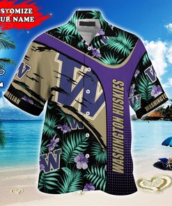 Prepare for Summer with Customized Washington Huskies Hawaiian Shirt with Tropical Pattern for Fans