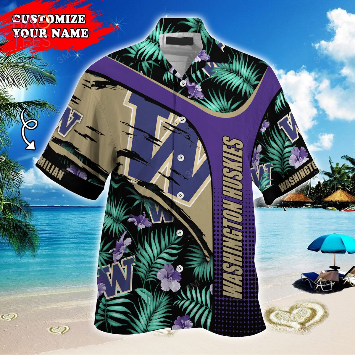Prepare for Summer with Customized Washington Huskies Hawaiian Shirt with Tropical Pattern for Fans