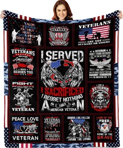 Proud Patriotic Hard Head Veterans Throw Blanket 50x60