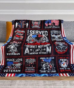 Proud Patriotic Hard Head Veterans Throw Blanket 50x60