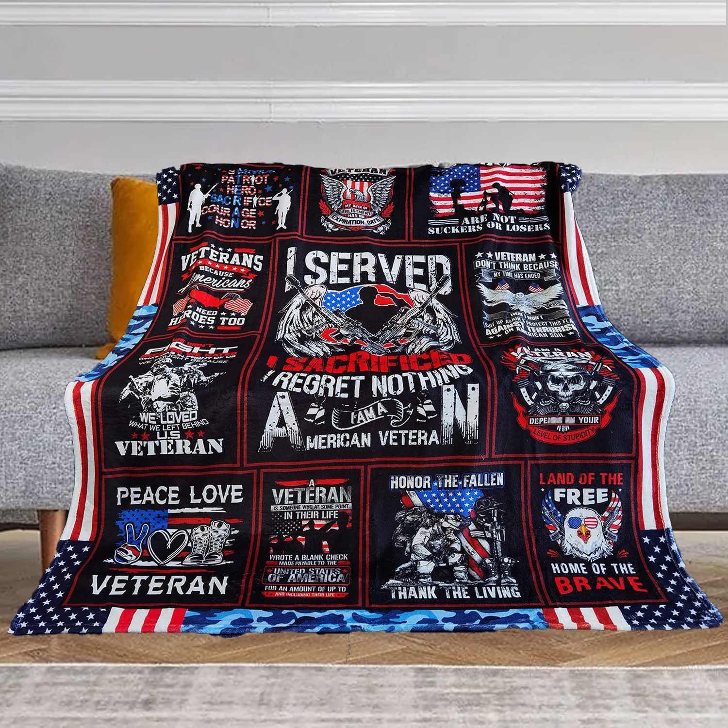 Proud Patriotic Hard Head Veterans Throw Blanket 50x60