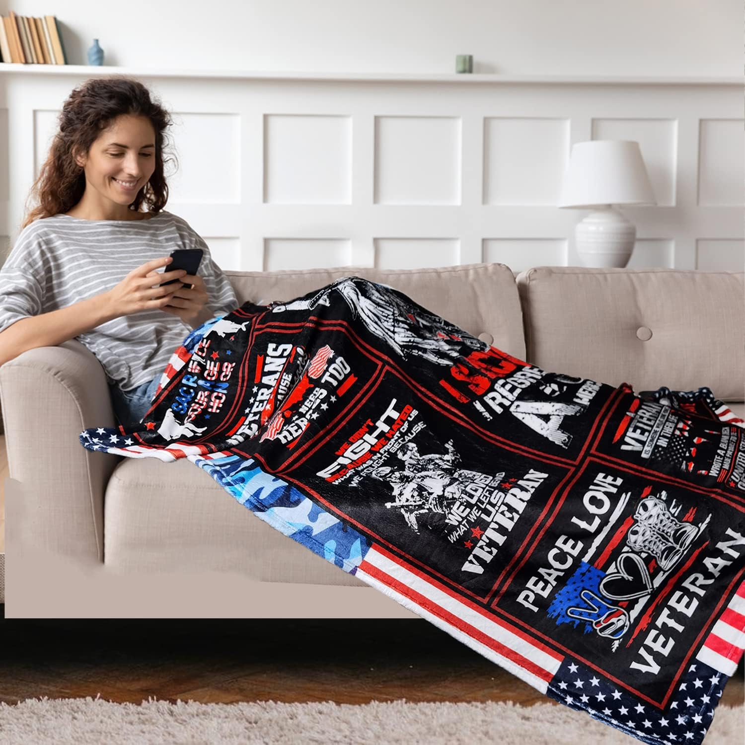 Proud Patriotic Hard Head Veterans Throw Blanket 50x60