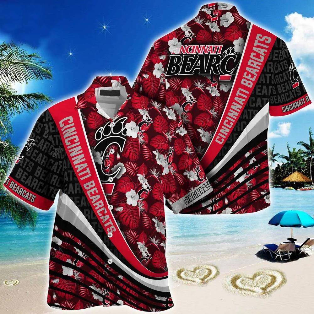 Red Black Cincinnati Bearcats Aloha Hawaiian Shirt for Fans