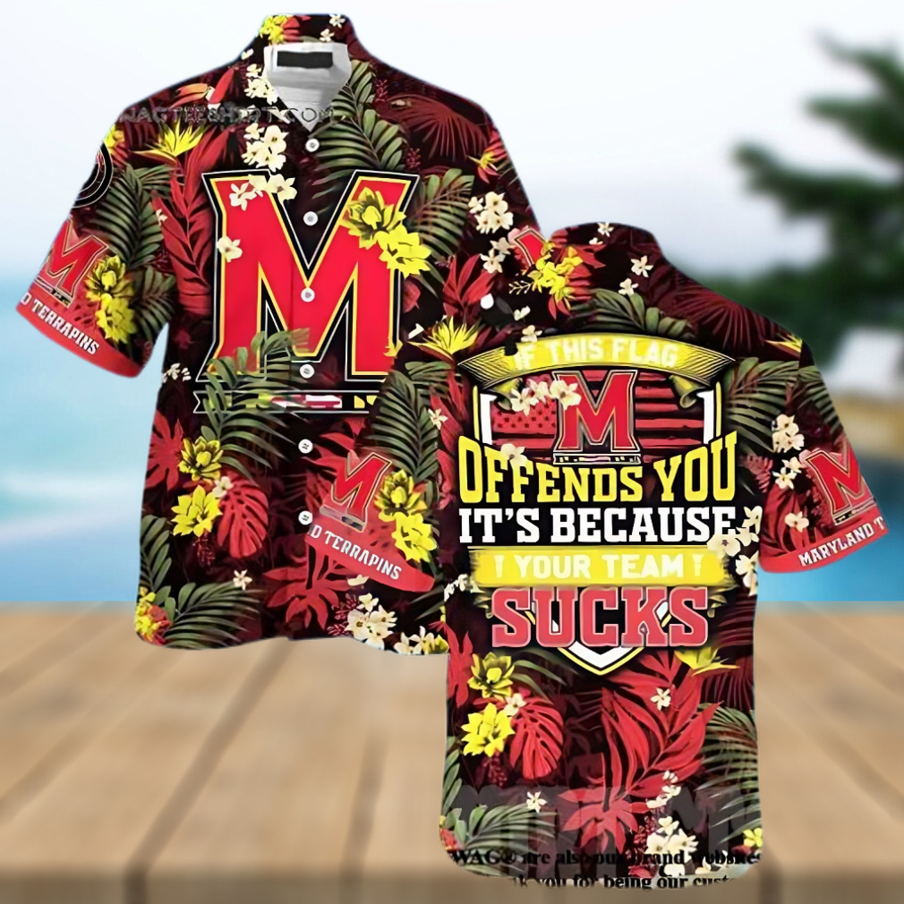 Represent Maryland Terrapins with Trendy American Hawaiian Tropical Patterns Unisex Hawaii Shirt