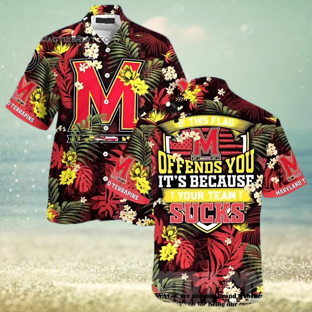 Represent Maryland Terrapins with Trendy American Hawaiian Tropical Patterns Unisex Hawaii Shirt