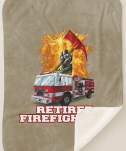 Retired Fire Department Graphic Brown Fleece Throw Blanket - Firefighter Gift