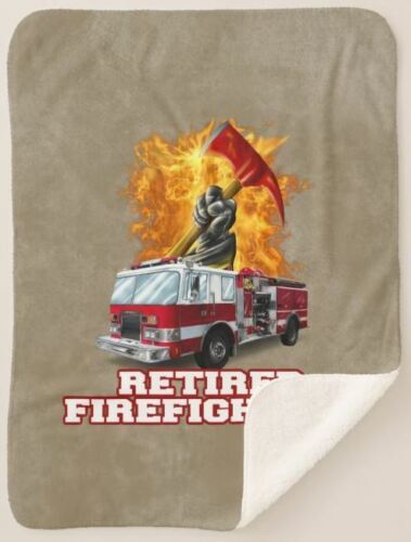 Retired Fire Department Graphic Brown Fleece Throw Blanket - Firefighter Gift