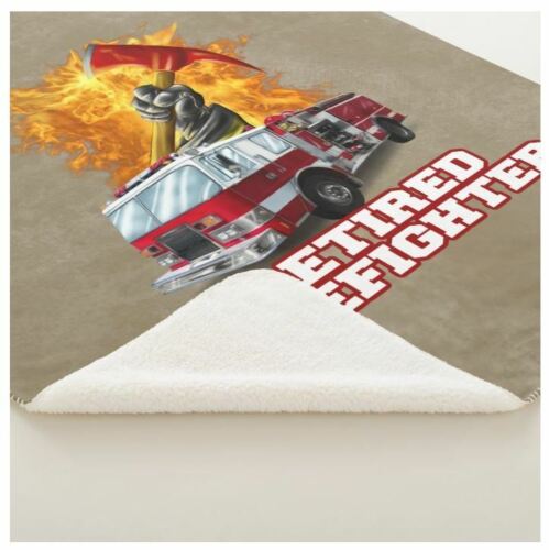 Retired Fire Department Graphic Brown Fleece Throw Blanket - Firefighter Gift