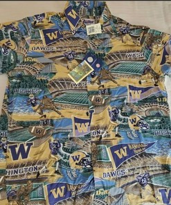 Reyn Spooner University of Washington UW Huskies Hawaiian Shirt NCAA NWT Medium - Classic Look for Fans