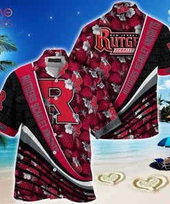 Rutgers Scarlet Knights Summer Hawaiian Shirt with Tropical Flower Pattern for Fans