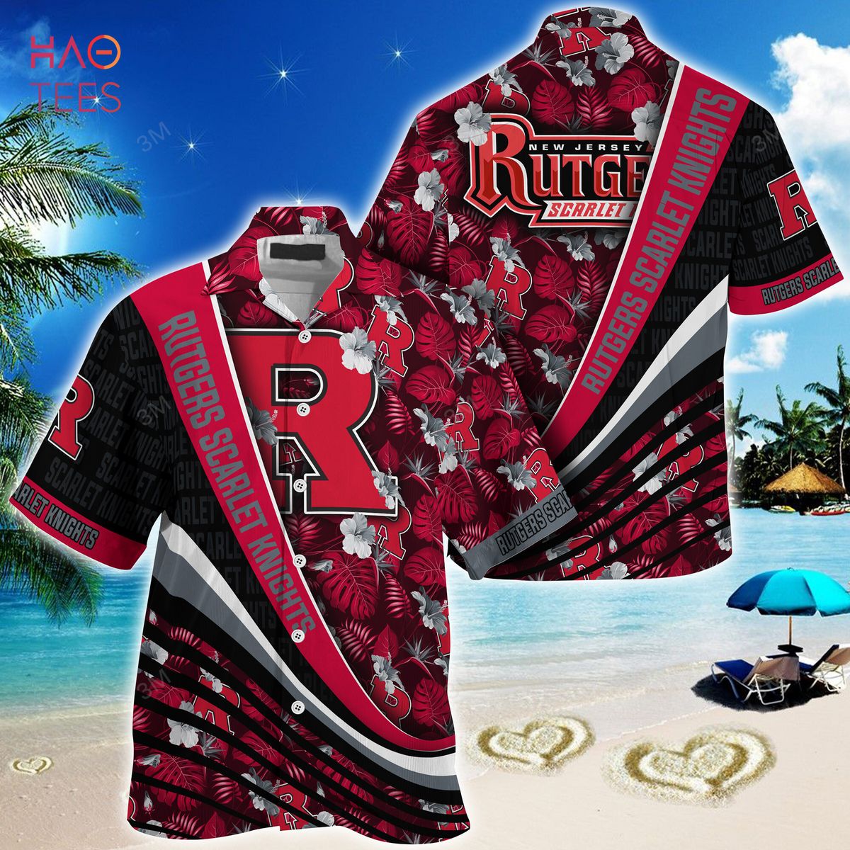 Rutgers Scarlet Knights Summer Hawaiian Shirt with Tropical Flower Pattern for Fans