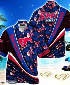 SMU Mustangs Hawaiian Shirt - Tropical Flower Pattern for Summer Beach Fun