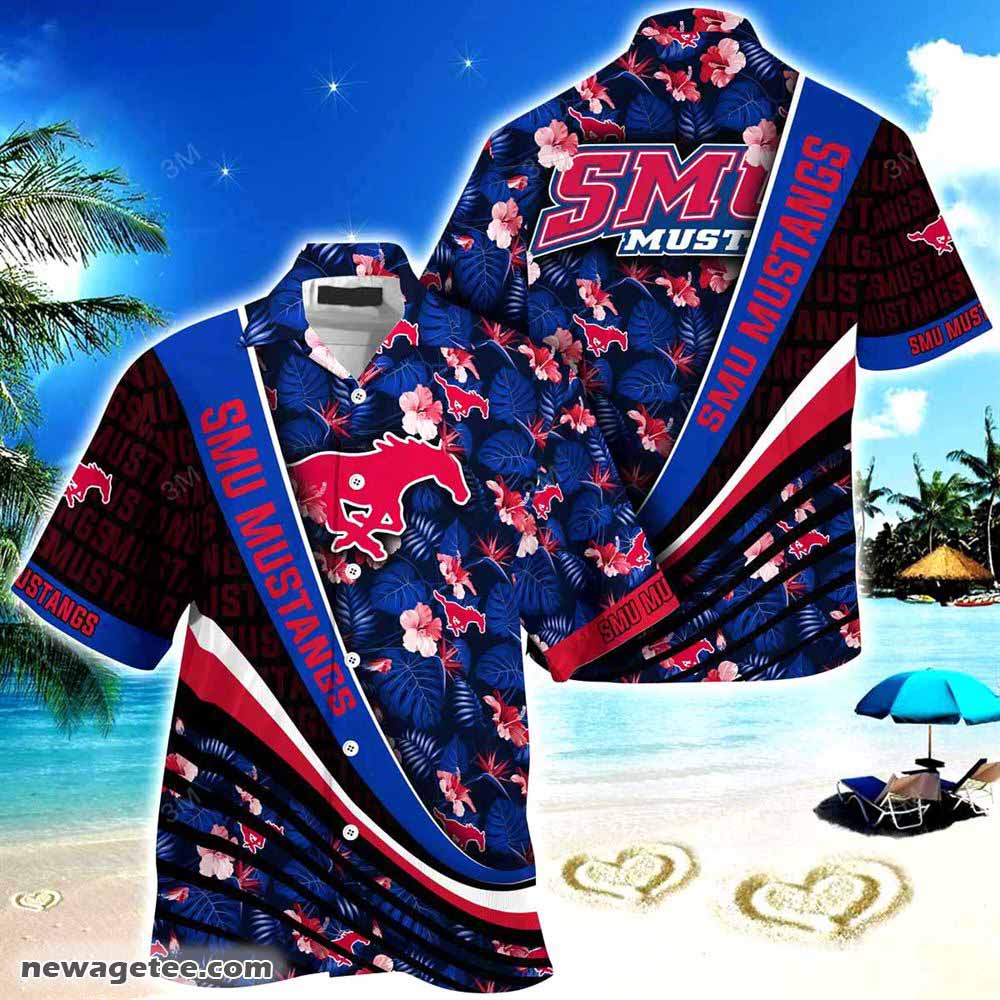 SMU Mustangs Hawaiian Shirt - Tropical Flower Pattern for Summer Beach Fun