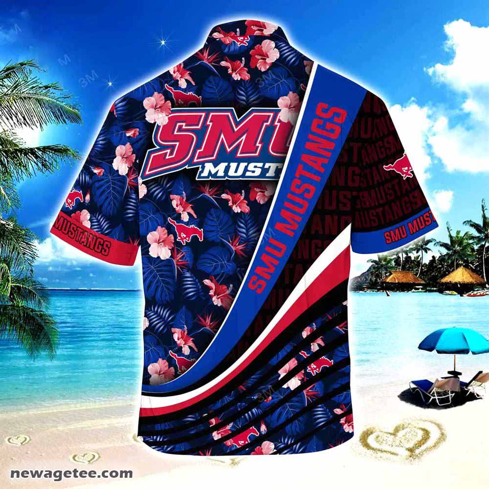 SMU Mustangs Hawaiian Shirt - Tropical Flower Pattern for Summer Beach Fun